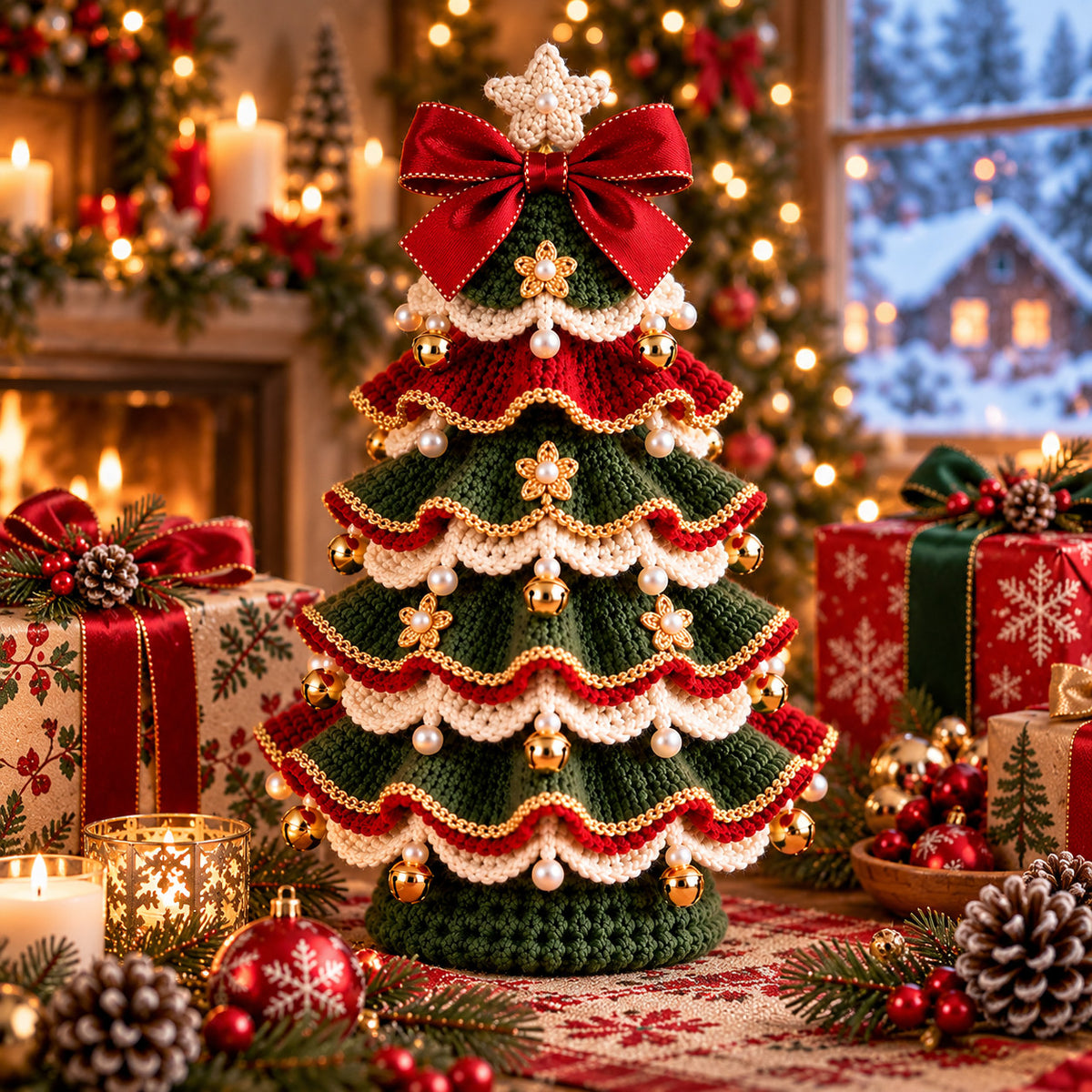 Layered Christmas Tree Crochet Pattern PDF – Tabletop Holiday Decor