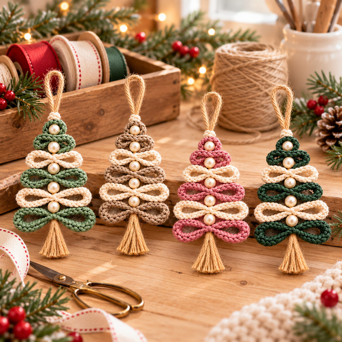 Crochet Christmas Tree Ornament Pattern PDF – Pearls & Tassel