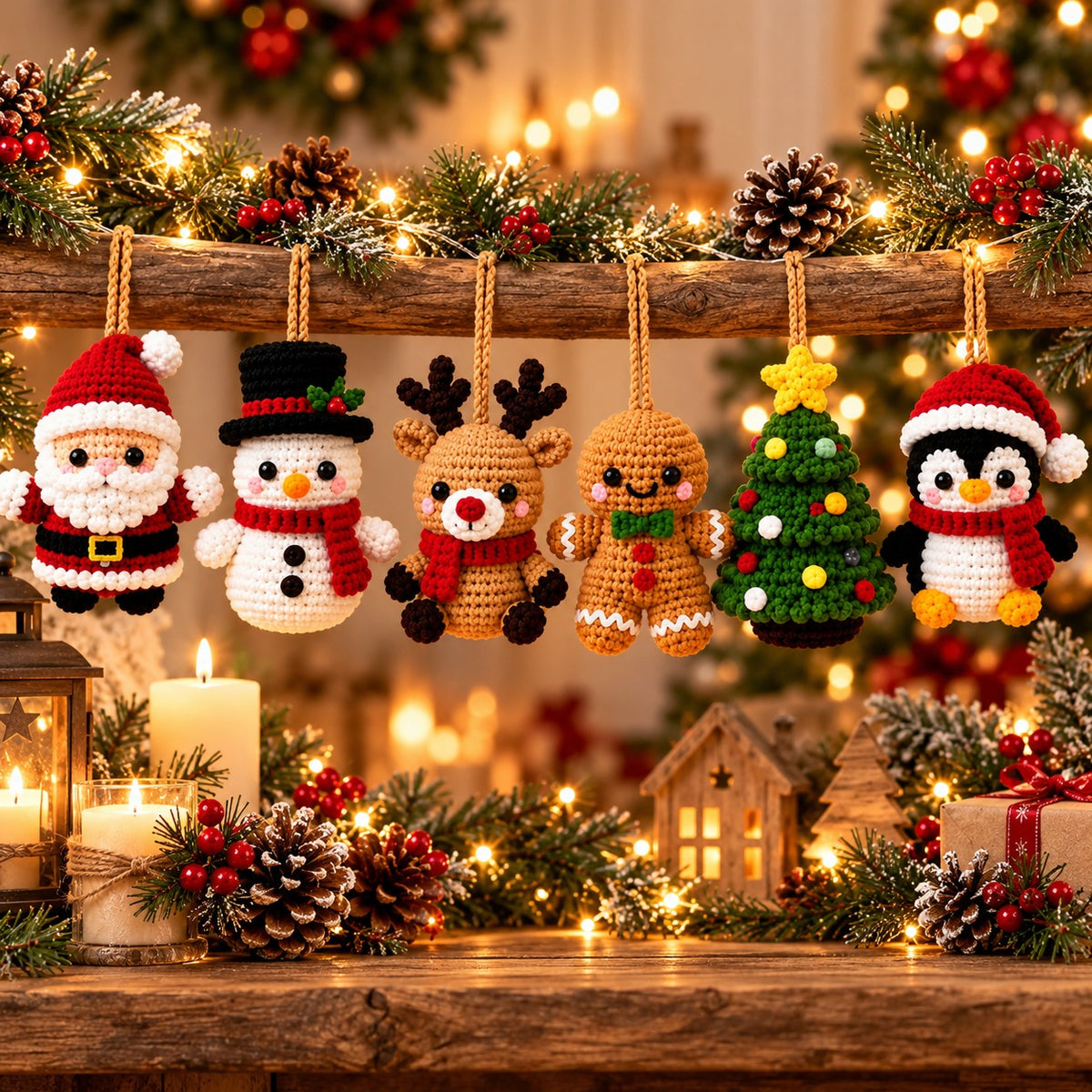 6-in-1 Christmas Ornament Crochet Pattern Bundle PDF – Santa, Snowman & More