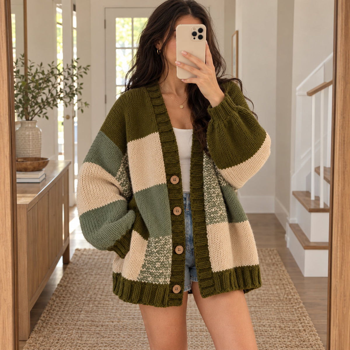 Patchwork Crochet Cardigan Pattern PDF, Sage & Olive Oversized Sweater, Knit Look Crochet Jacket