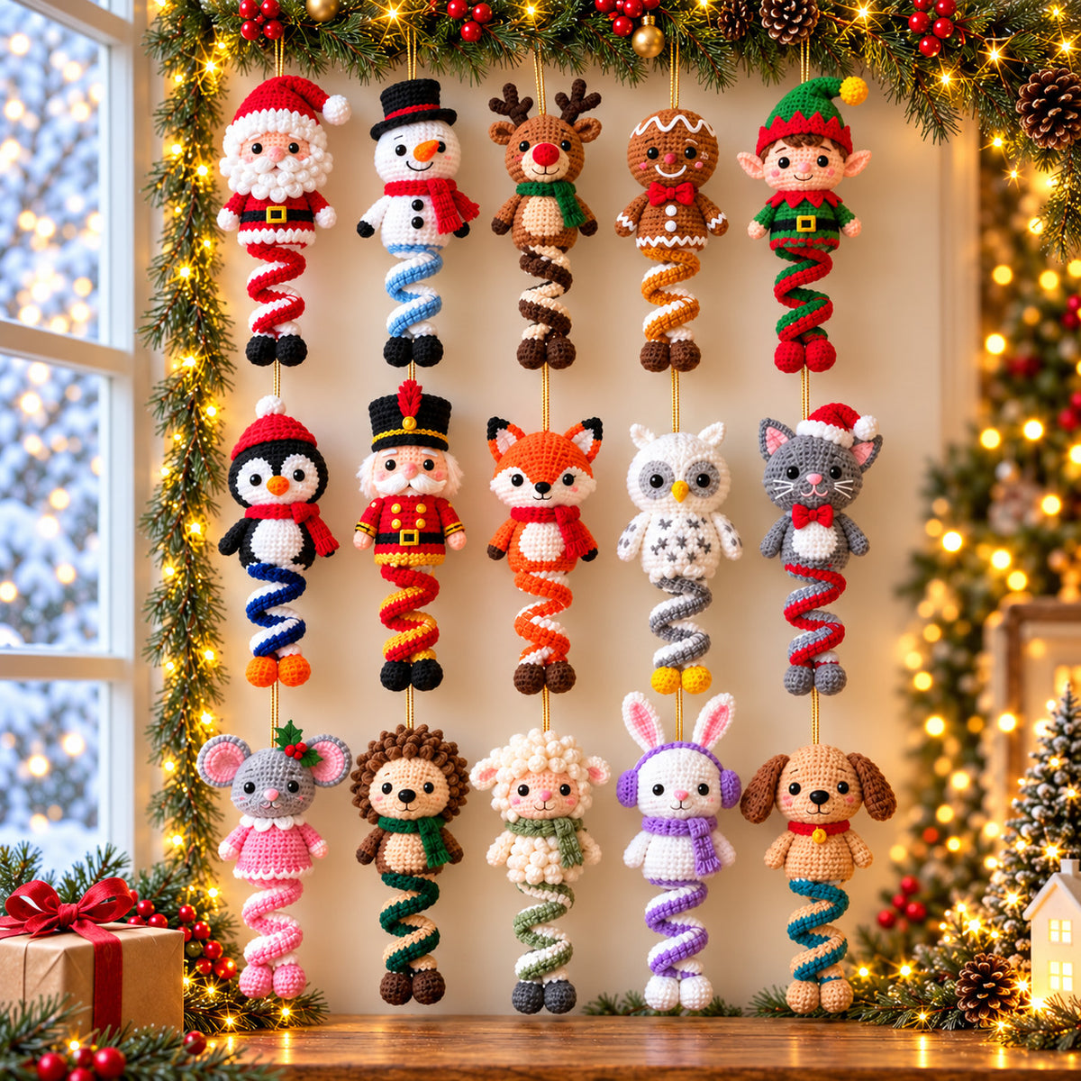 15 Christmas Spiral Ornament Crochet Patterns Bundle PDF – Santa, Snowman & More