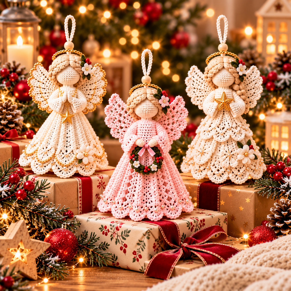 3 Christmas Angel Ornament Crochet Patterns PDF – Heirloom Lace Tree Decor