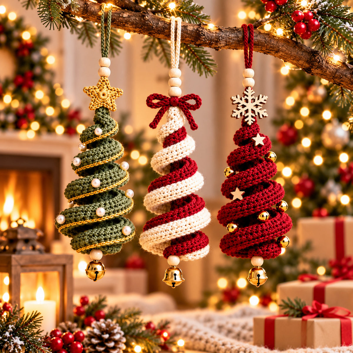 Spiral Christmas Tree Ornament Crochet Pattern PDF – Holiday Hanging Decor