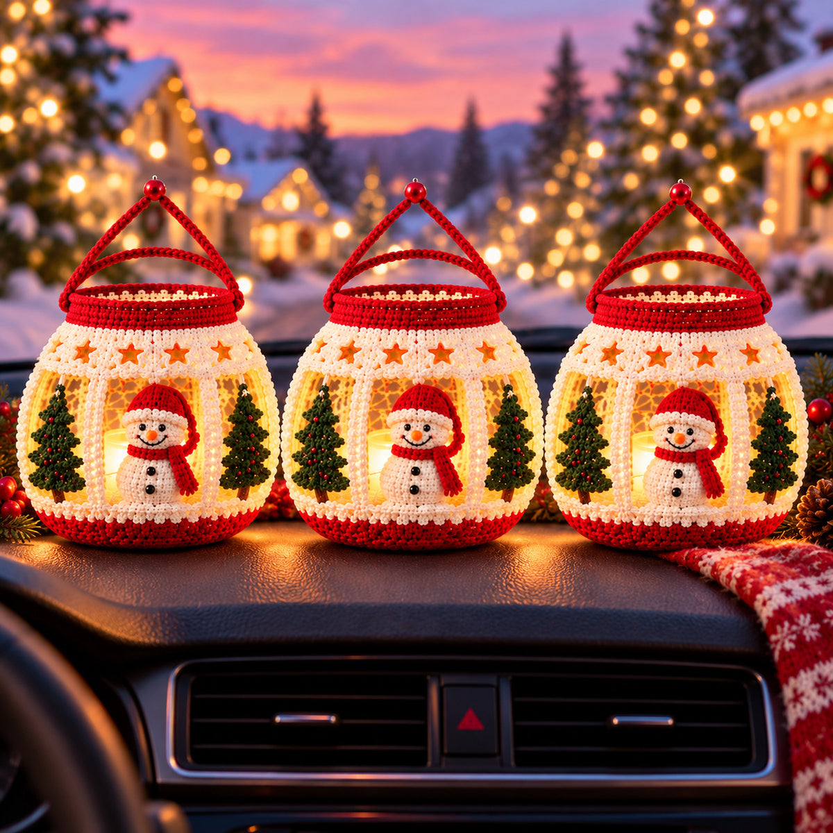 Christmas Snowman Lantern Crochet Pattern PDF – Amigurumi LED Winter Decor