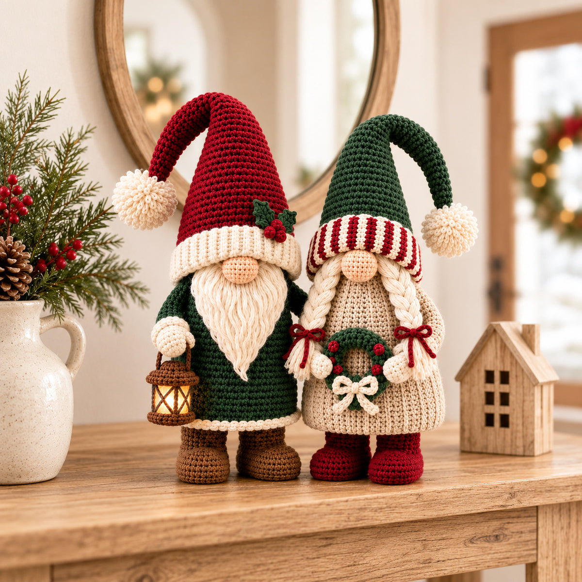 Winter Gnome Couple Crochet Pattern PDF – Scandinavian Christmas Amigurumi