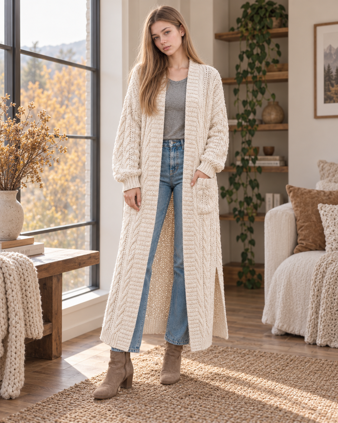 Willow Cable Duster Cardigan – PDF Crochet Pattern