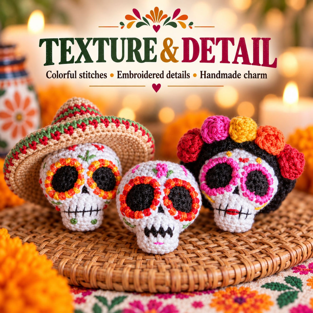 Sugar Skull Trio โ 3 Crochet Patterns PDF
