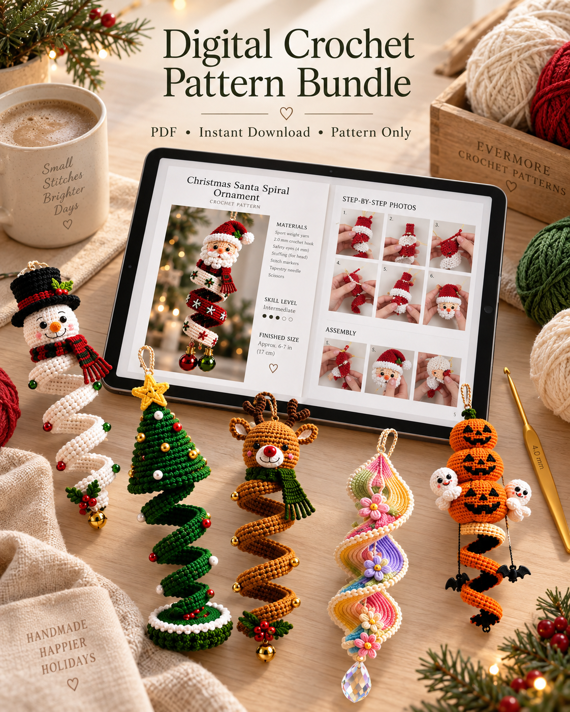 60+ Spiral Hanging Ornaments – Crochet Pattern Bundle
