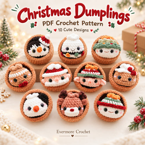 11 Christmas Dumpling Crochet Patterns Bundle PDF – No-Sew Amigurumi Keychains