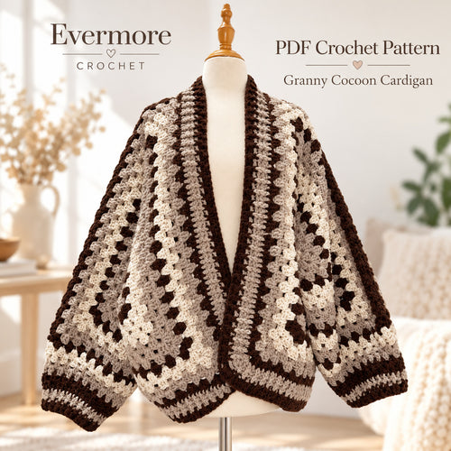 Hexagon Cardigan Crochet Pattern PDF – Oversized Chunky Sweater S/M–L/XL