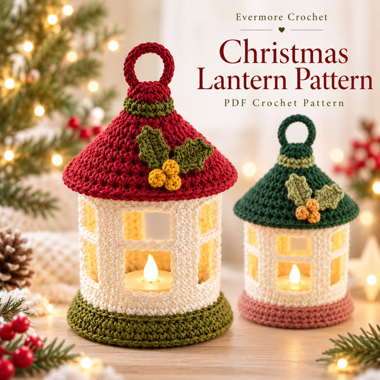 Mini Christmas Lantern Crochet Pattern PDF – LED Tealight Holder