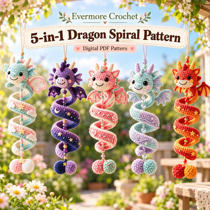 Crochet Dragon Spiral Hanging Pattern PDF – Beginner Fantasy Wall Decor