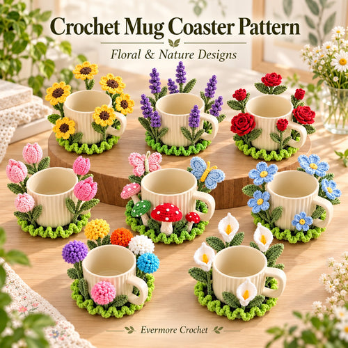 10+ Flower Coaster Crochet Pattern PDF – Popping Flowers & Sunflower Designs