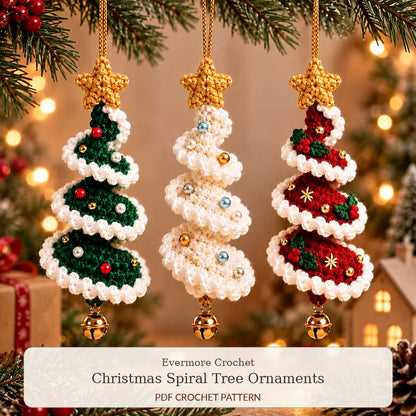 Mini Christmas Tree Spiral Crochet Pattern PDF – Hanging Holiday Ornament