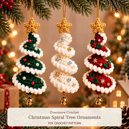 Mini Christmas Tree Spiral Crochet Pattern PDF – Hanging Holiday Ornament