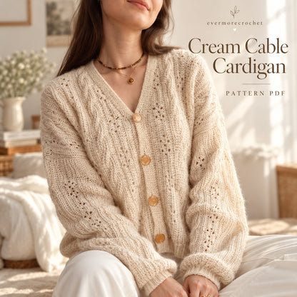 Garden Cable Cardigan Crochet Pattern PDF – Made-to-Measure Video Tutorial