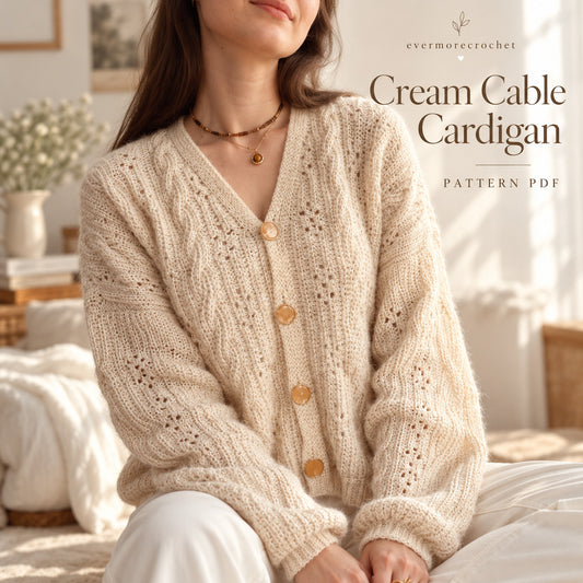 Garden Cable Cardigan Crochet Pattern PDF – Made-to-Measure Video Tutorial