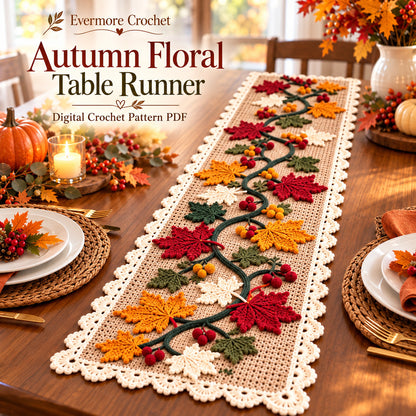 Crochet Maple Leaf Table Runner – Handmade Fall & Thanksgiving Decor