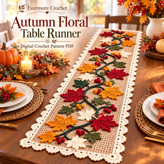 Crochet Maple Leaf Table Runner – Handmade Fall & Thanksgiving Decor