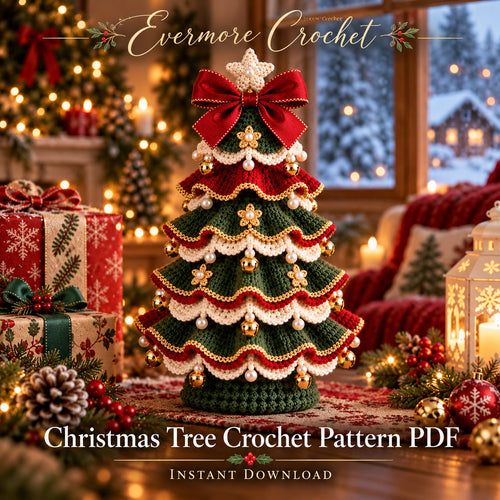 Layered Christmas Tree Crochet Pattern PDF – Tabletop Holiday Decor