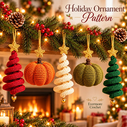 3D Spiral Christmas Tree Ornament Crochet Pattern PDF – Star & Bead Decor