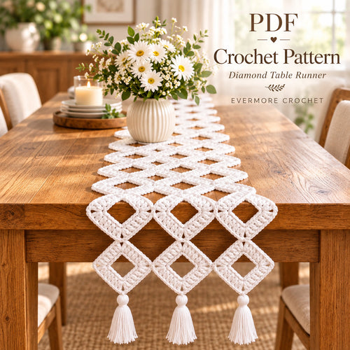 Easy Granny Square Table Runner Crochet Pattern PDF – Join-As-You-Go, Any Size