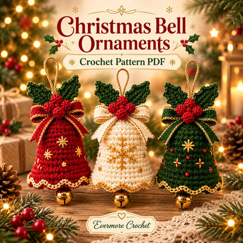 Christmas Crochet Wreath Pattern PDF – Poinsettia, Leaves & Berries