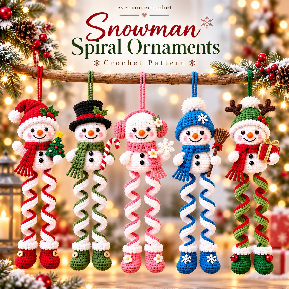 Crochet Snowman Ornament Pattern PDF – Spiral Leg Christmas Amigurumi