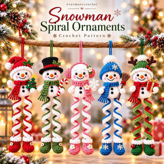 Crochet Snowman Ornament Pattern PDF – Spiral Leg Christmas Amigurumi