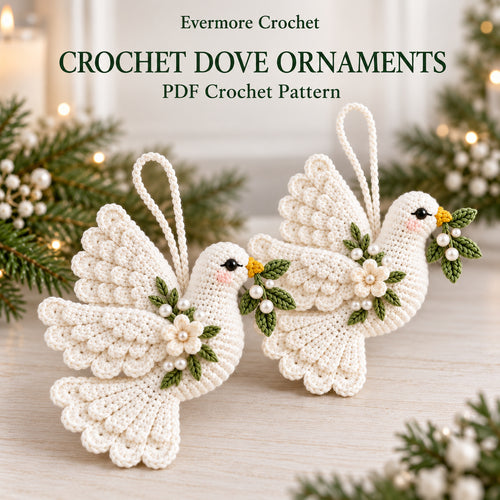 Crochet Peace Dove Ornament Pattern PDF – Christmas Wedding Memorial Decoration Instant Download
