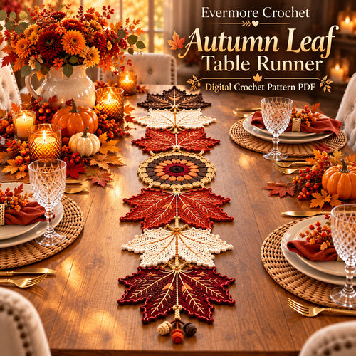Autumn Maple Leaf Table Runner Crochet Pattern – Fall Decor PDF