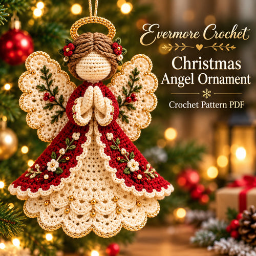 Crochet Angel Ornament Pattern PDF – Christmas Tree Hanging Decor