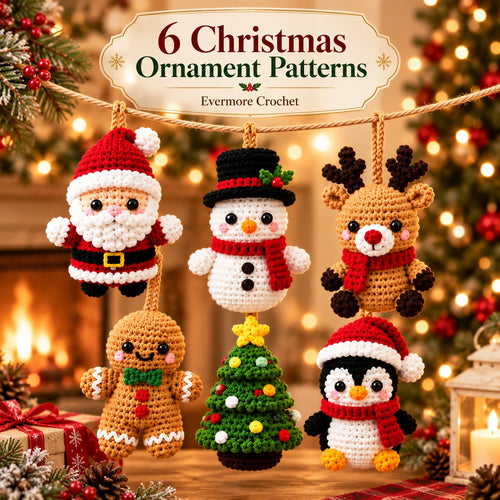 6-in-1 Christmas Ornament Crochet Pattern Bundle PDF – Santa, Snowman & More