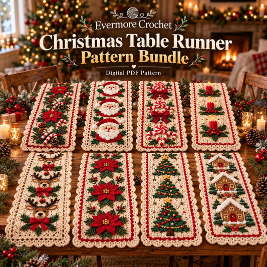 10-in-1 Christmas Crochet Table Runner Pattern Bundle PDF
