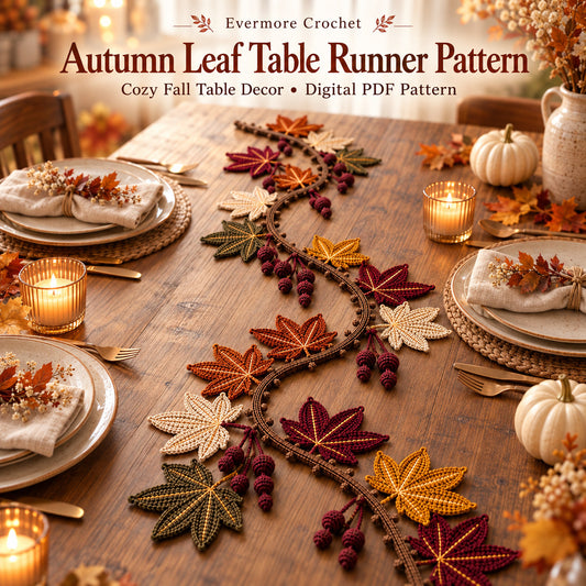 Autumn Maple Leaf Table Runner Crochet Pattern PDF – 3 Sizes