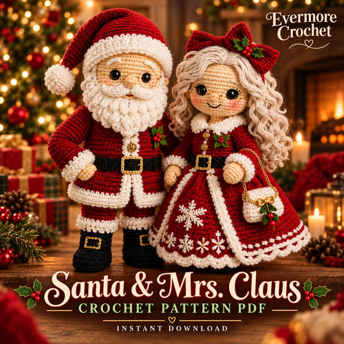 Santa & Mrs. Claus Crochet Pattern PDF – Christmas Amigurumi Doll Set
