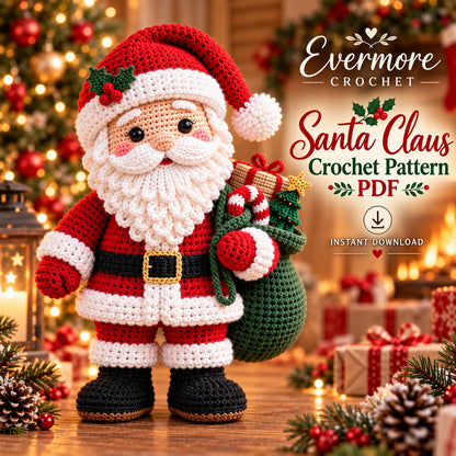 Amigurumi Santa Claus Crochet Pattern PDF – 5 Languages, 11 in Christmas Doll
