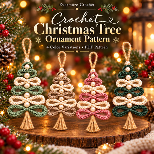 Crochet Christmas Tree Ornament Pattern PDF – Pearls & Tassel