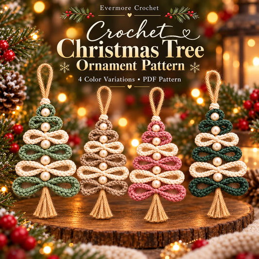 Crochet Christmas Tree Ornament Pattern PDF – Pearls & Tassel