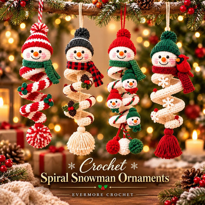 Snowman Spiral Ornament Crochet Kit – Beginner Christmas DIY Hanging Decor