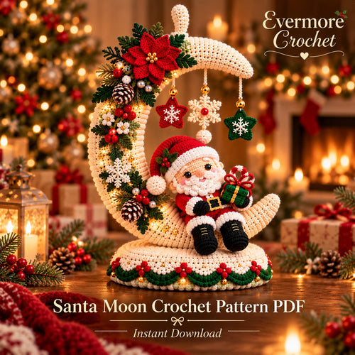 Santa Moon Christmas Centerpiece Crochet Pattern PDF – Holiday Table Decor