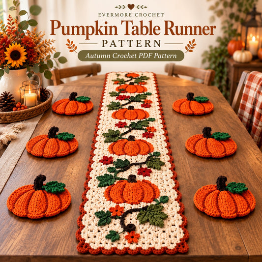 Crochet Pumpkin Table Runner Pattern PDF – Fall & Thanksgiving Decor