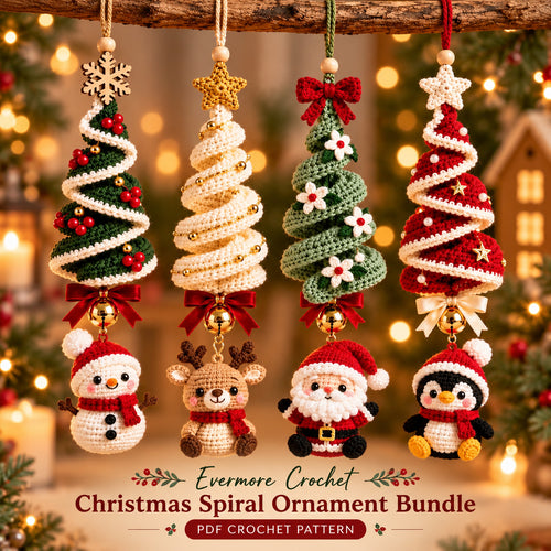 Spiral Christmas Tree Ornament Crochet Pattern PDF – Digital Holiday Pattern