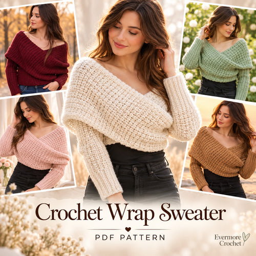 Sweater Scarf Crochet Pattern PDF – Beginner Wrap Shawl S/M–3XL