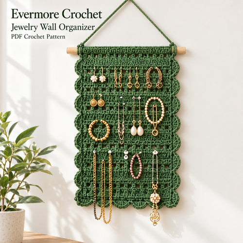 Crochet Jewellery Holder Pattern PDF – Boho Wall Hanging Organizer