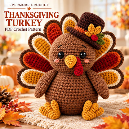 Thanksgiving Turkey Crochet Pattern PDF – Cute Fall Amigurumi Decor