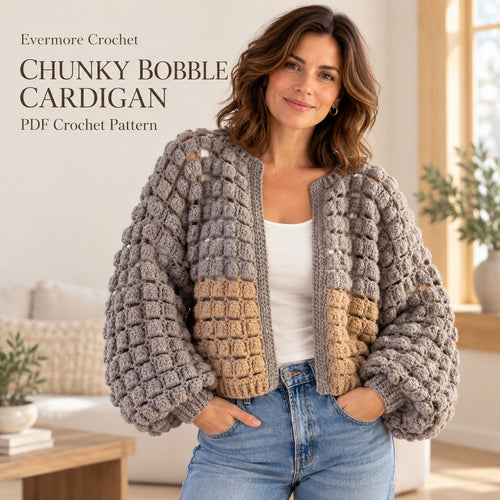 BRIK Cardigan Crochet Pattern PDF – Women’s Granny Square Jacket S–XL + Video