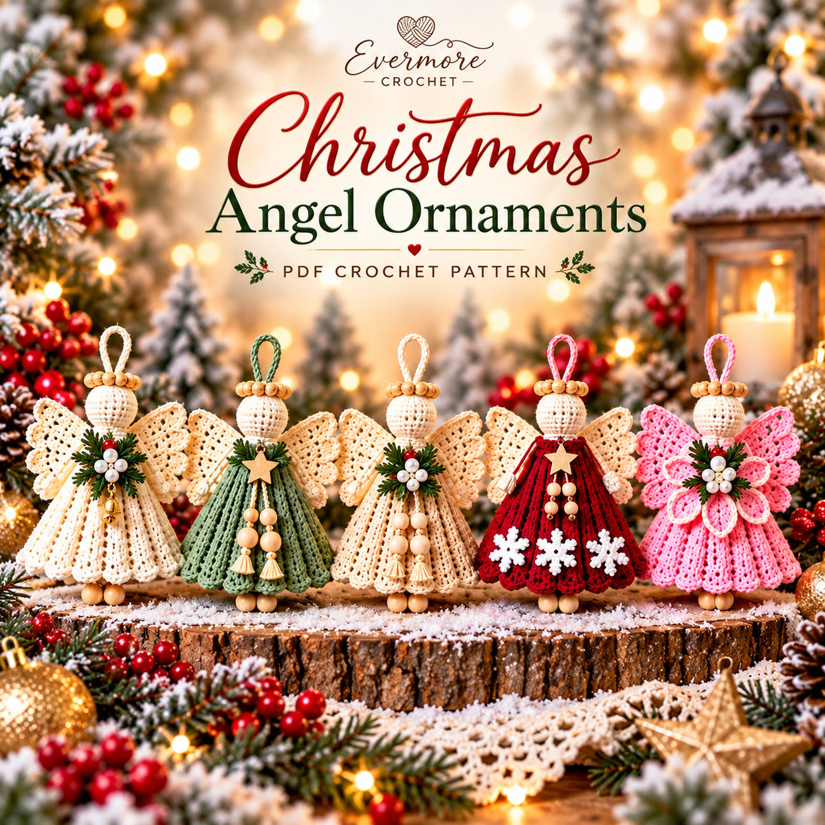 5 Crochet Angel Ornament Patterns Bundle PDF – Christmas Tree Decor