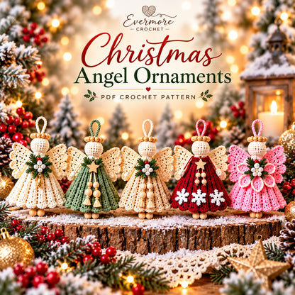 5 Crochet Angel Ornament Patterns Bundle PDF – Christmas Tree Decor