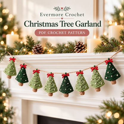 Mini Christmas Tree Garland Crochet Pattern PDF – Holiday Ornament Decor